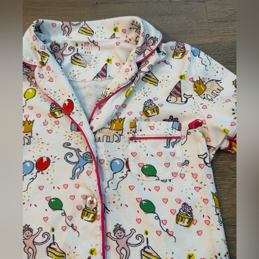 Roller Rabbit Birthday Bonanza Polo Pajamas Set XXS - Picture 5 of 8